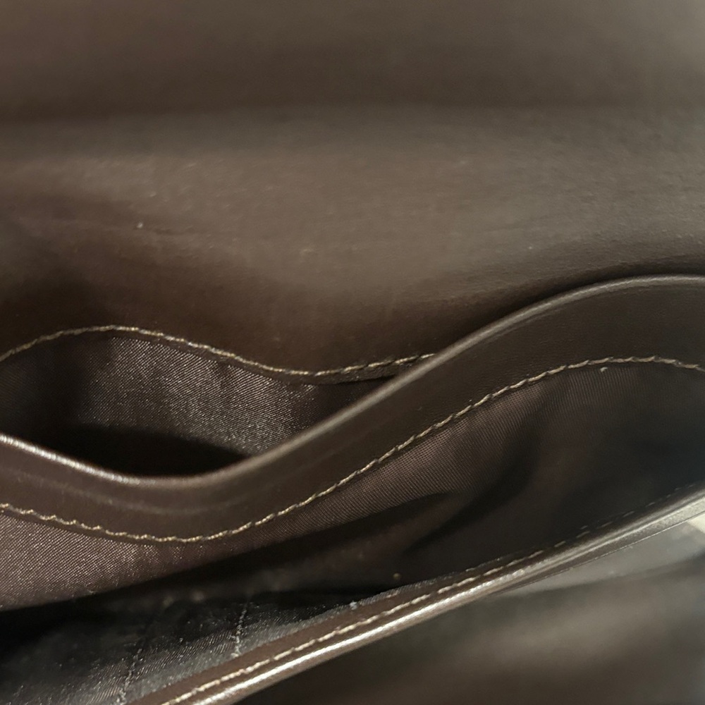 Coach Dark Brown Embossed Signature Leather Wallet with Gold Snap - Picture 9 of 13